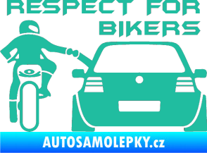 Samolepka Motorkář 008 respect for bikers nápis tyrkysová
