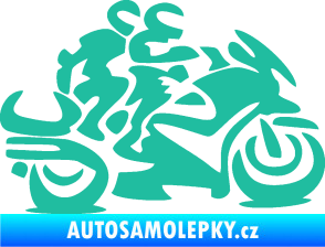 Samolepka Motorkář 009 pravá se spolujezdcem tyrkysová