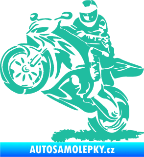 Samolepka Motorkář 010 levá tyrkysová