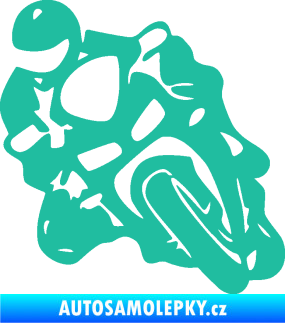 Samolepka Motorkář 013 levá tyrkysová