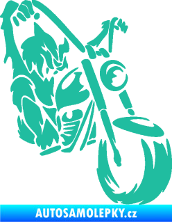 Samolepka Motorkář 015 pravá harley tyrkysová