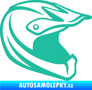 Samolepka Motorkářská helma 001 pravá tyrkysová