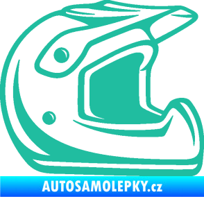 Samolepka Motorkářská helma 002 pravá tyrkysová