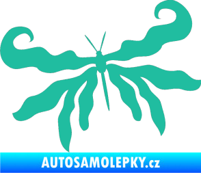 Samolepka Motýl 004 levá tyrkysová
