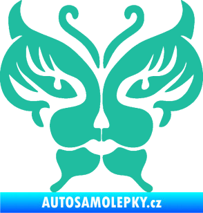 Samolepka Motýl 016 kočičí obličej tyrkysová