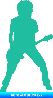 Samolepka Music 010 pravá rocker s kytarou tyrkysová