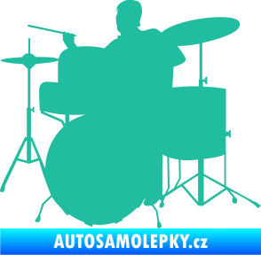 Samolepka Music 011 levá hráč na bicí tyrkysová