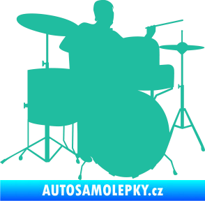 Samolepka Music 011 pravá hráč na bicí tyrkysová