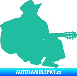 Samolepka Music 014 pravá hráč na kytaru tyrkysová