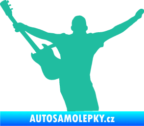 Samolepka Music 024 levá kytarista rocker tyrkysová