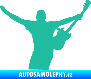Samolepka Music 024 pravá kytarista rocker tyrkysová