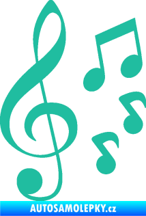 Samolepka Music noty a houslový klíč 002 tyrkysová