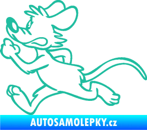 Samolepka Myš 001 levá sprintuje tyrkysová