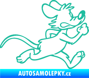 Samolepka Myš 001 pravá sprintuje tyrkysová