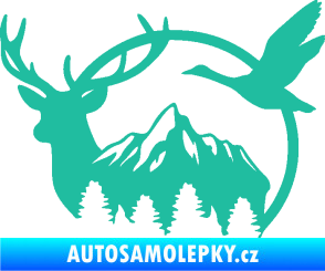 Samolepka Myslivost 002 levá lesní zvěř tyrkysová