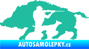 Samolepka Myslivost 006 levá divoké prase tyrkysová