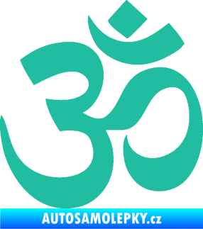 Samolepka Náboženský symbol Hinduismus Óm 001 tyrkysová