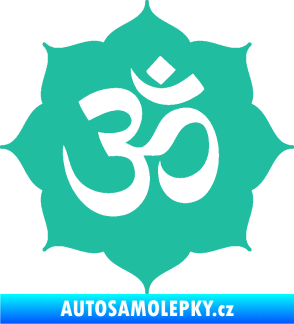Samolepka Náboženský symbol Hinduismus Óm 002 tyrkysová