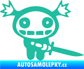 Samolepka Ninja zombie girl pravá tyrkysová