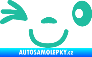 Samolepka Obličej 008 levá mrkající tyrkysová
