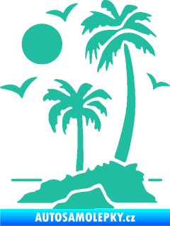 Samolepka Ostrov 002 levá palmy a moře tyrkysová