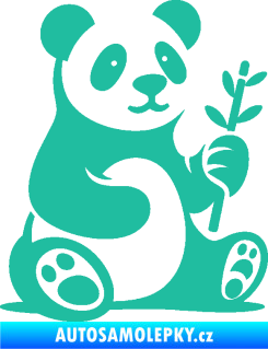 Samolepka Panda 011 pravá s bambusovou větvičkou tyrkysová