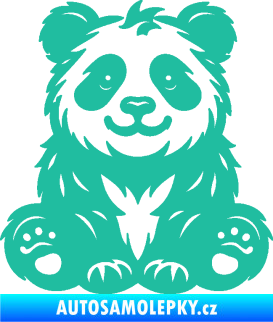 Samolepka Panda 013 pravá spokojená tyrkysová