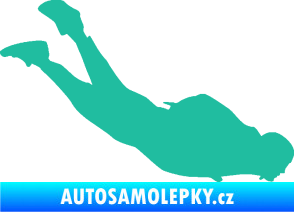 Samolepka Parašutista 003 pravá skok z letadla tyrkysová
