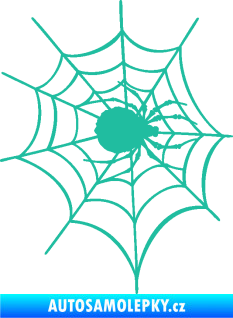 Samolepka Pavouk 016 pravá s pavučinou tyrkysová