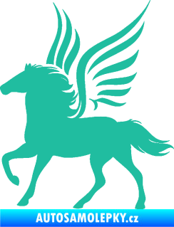 Samolepka Pegas 002 levá okřídlený kůň tyrkysová