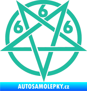 Samolepka Pentagram 666 tyrkysová