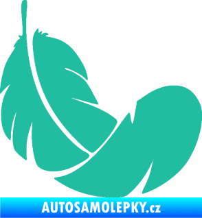 Samolepka Peříčko 008 pravá tyrkysová