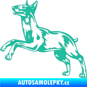 Samolepka Pes 015 levá Bulteriér tyrkysová