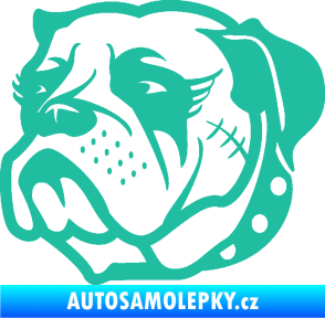 Samolepka Pes 097 levá Buldok tyrkysová