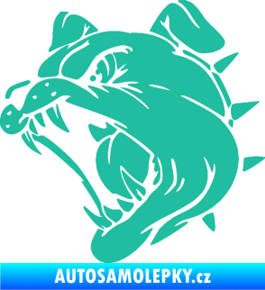 Samolepka Pes 136 levá rozzuřený buldok tyrkysová