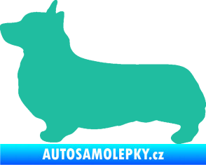 Samolepka Pes 164 levá Welsh Corgi Pembroke tyrkysová