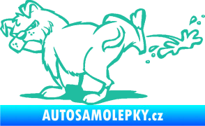 Samolepka Pes čůrá levá tyrkysová