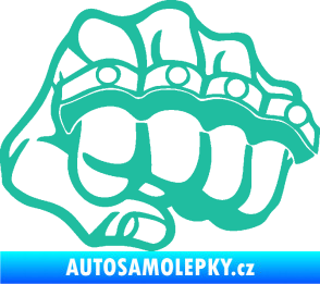 Samolepka Pěst boxer pravá tyrkysová