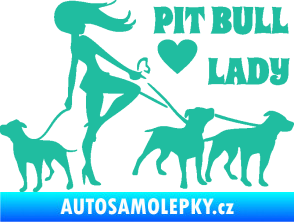 Samolepka Pit Bull lady pravá tyrkysová