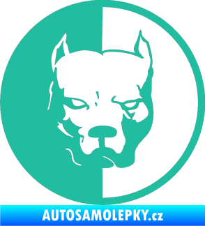 Samolepka Pitbull 001 kruh levá tyrkysová