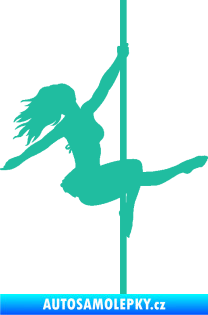 Samolepka Pole dance 001 pravá tanec na tyči tyrkysová