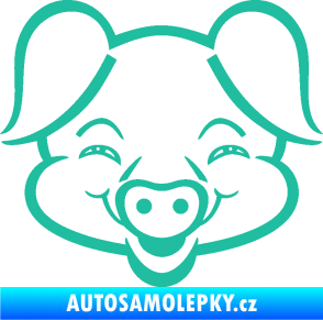 Samolepka Prase 003 veselý čuník tyrkysová