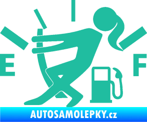 Samolepka Prázdná nádrž 002 palivoměr, varianta s ženou tyrkysová