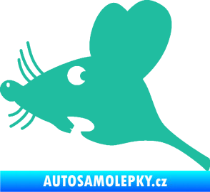 Samolepka Překvapená myš levá tyrkysová