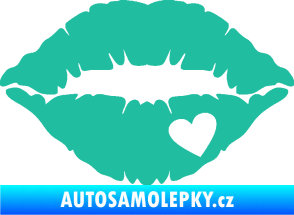 Samolepka Pusa 004 se srdíčkem pravá tyrkysová