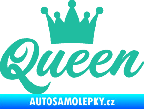 Samolepka Queen nápis s korunou tyrkysová