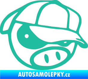 Samolepka Rally pig 003 pravá tyrkysová