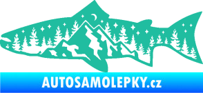 Samolepka Ryba 021 levá noční rybaření tyrkysová