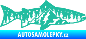 Samolepka Ryba 021 pravá noční rybaření tyrkysová