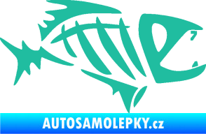 Samolepka Ryba kostra  007 pravá tyrkysová